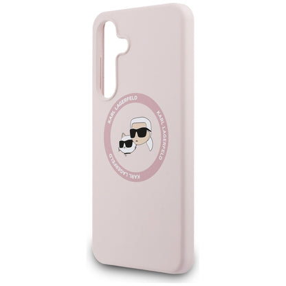 MagSafe Hülle für Samsung Galaxy S25 FE, Karl Lagerfeld, Silikon Karl & Choupette's Köpfe, Rosa