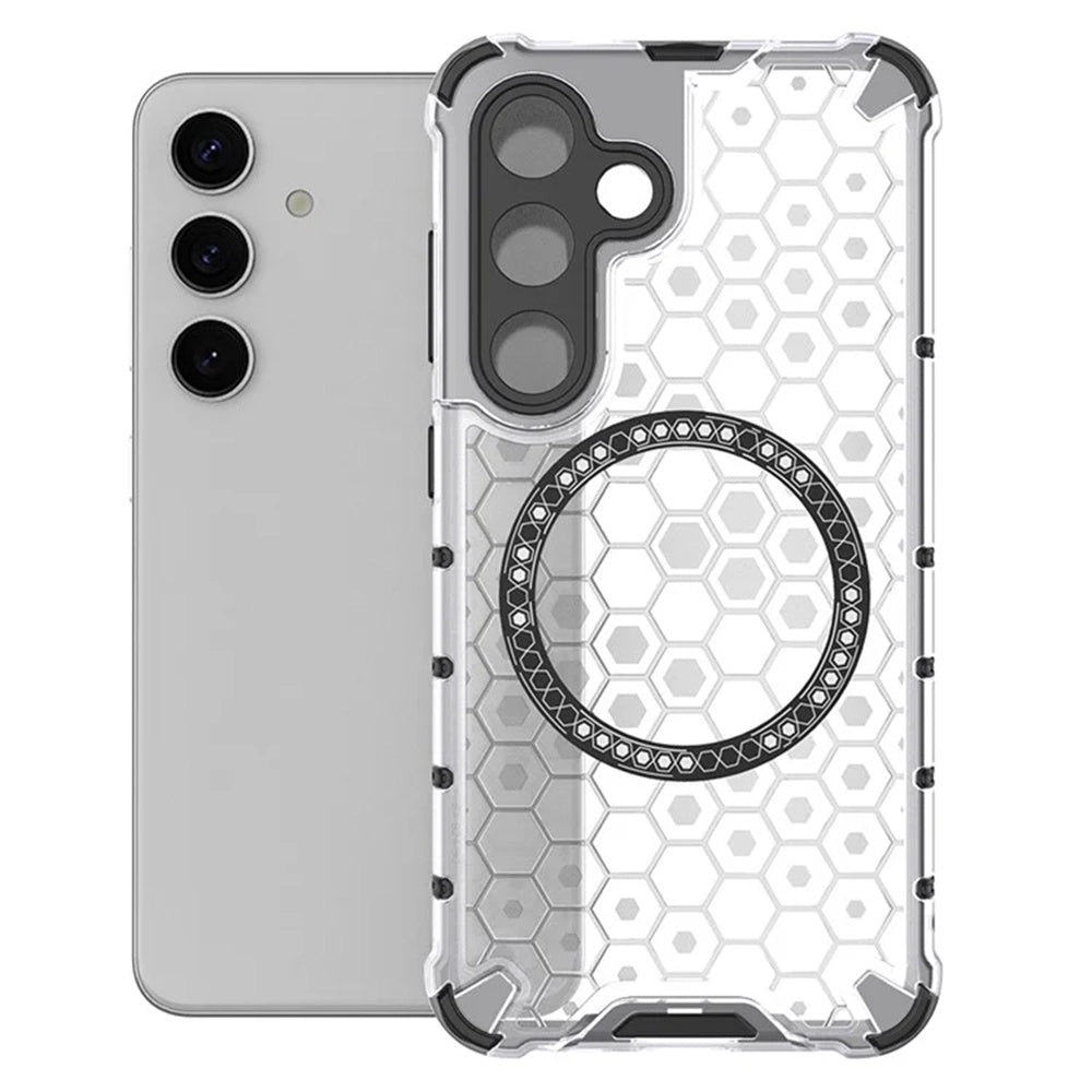 MagSafe-Hülle für Samsung Galaxy S25+ S936, Techsuit, HoneyComb Shield, Weiß