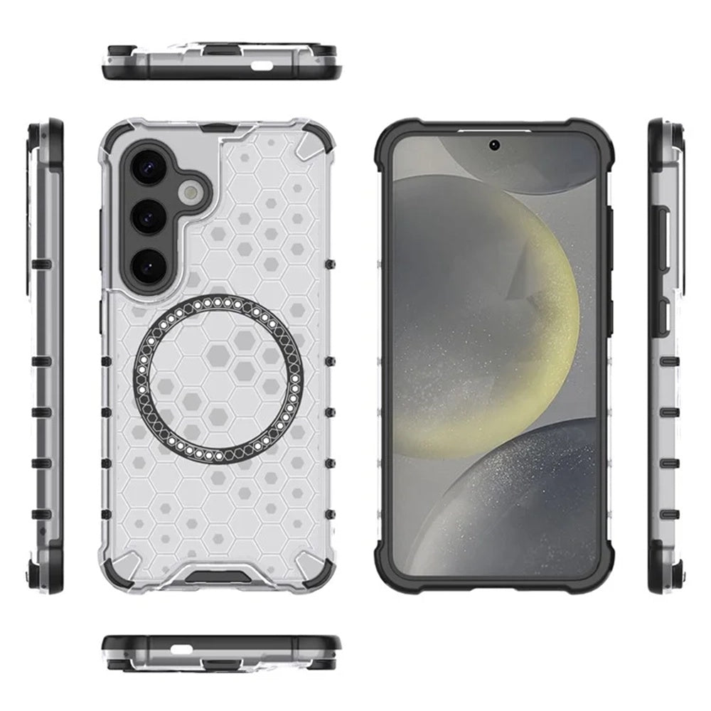 MagSafe-Hülle für Samsung Galaxy S25+ S936, Techsuit, HoneyComb Shield, Weiß