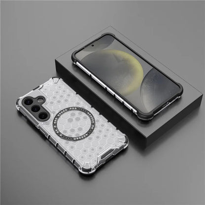 MagSafe-Hülle für Samsung Galaxy S25+ S936, Techsuit, HoneyComb Shield, Weiß