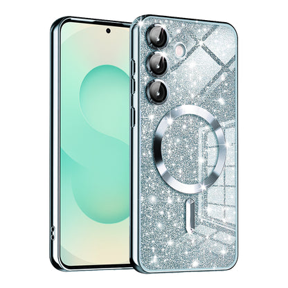 MagSafe-Hülle für Samsung Galaxy S25+ S936, Techsuit, Luxury Glitter, Blau