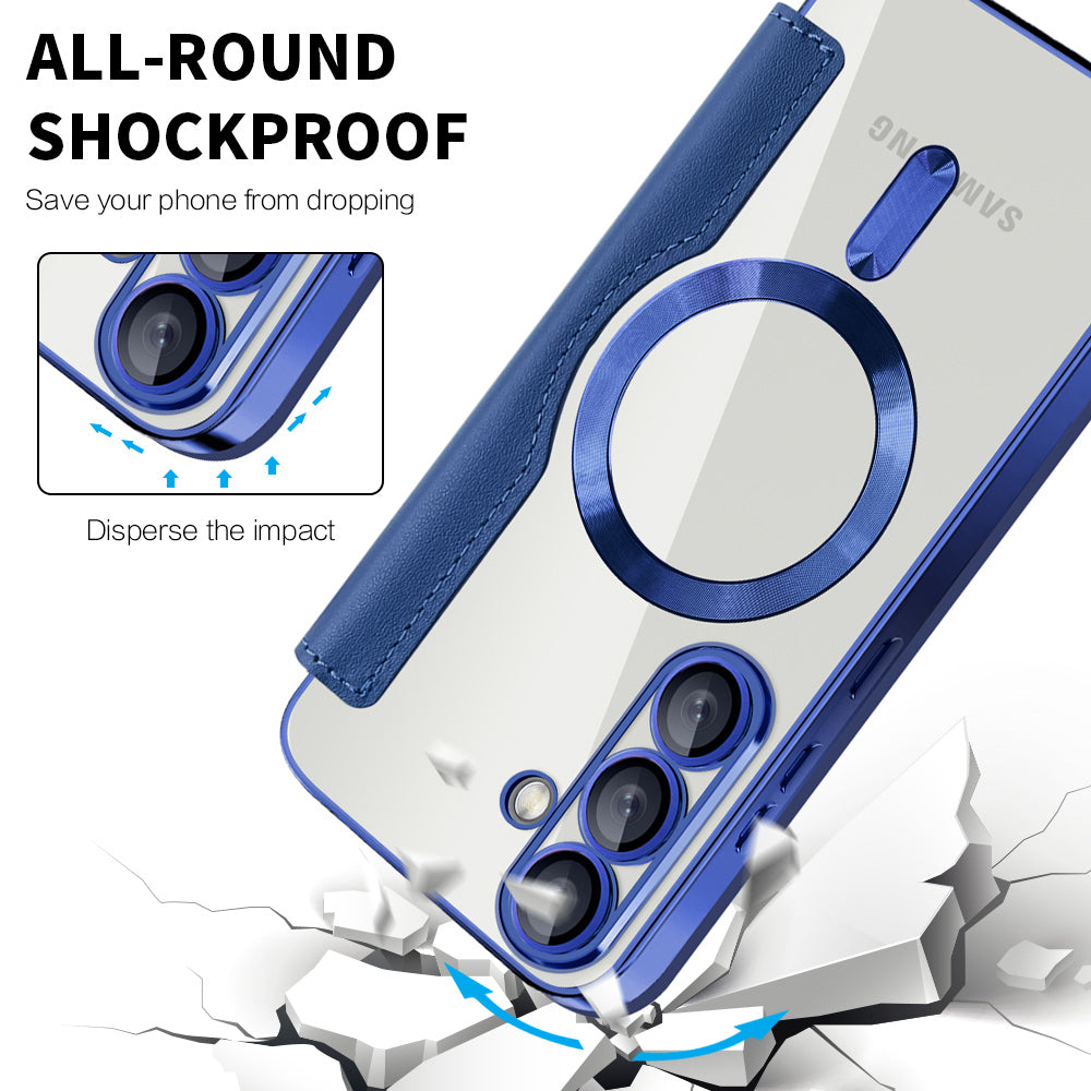 MagSafe Case for Samsung Galaxy S25+ S936, Techsuit, SmartMag Book, Blue