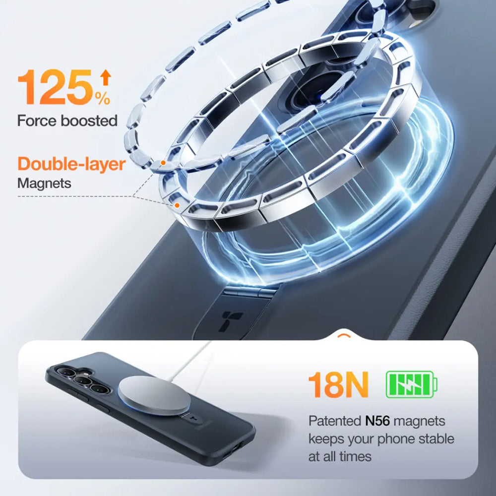 MagSafe Case for Samsung Galaxy S25+ S936, Torras, Ostand, Black