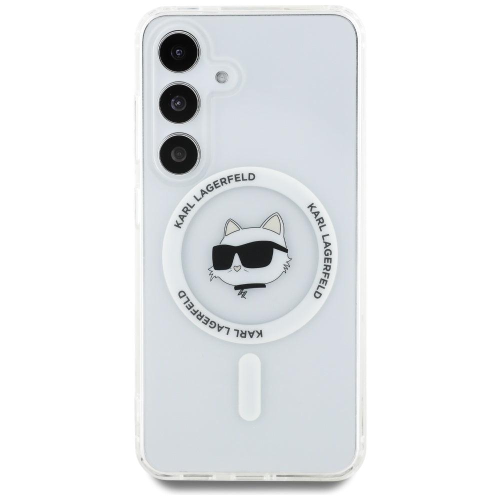 MagSafe Case for Samsung Galaxy S25 S931, Karl Lagerfeld, IML Choupette's Head, White