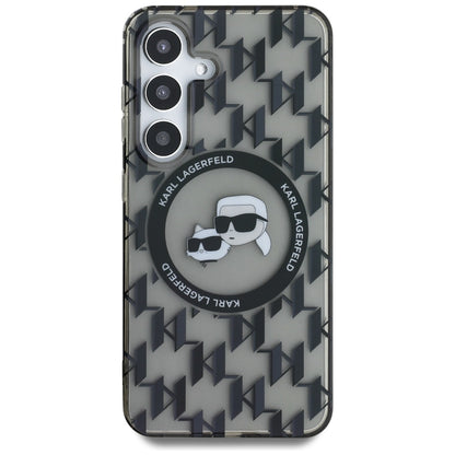 MagSafe Case for Samsung Galaxy S25 S931, Karl Lagerfeld, IML Monogram Karl & Choupette's Heads, Black