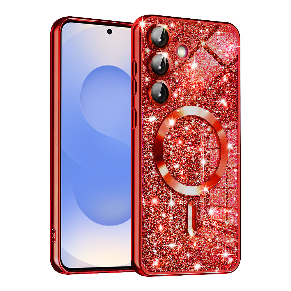 MagSafe-Hülle für Samsung Galaxy S25 S931, Techsuit, Luxury Glitter, Rot
