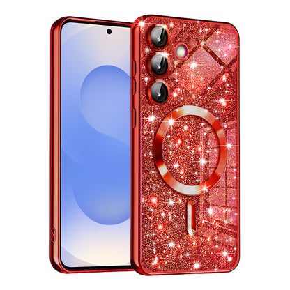 MagSafe-Hülle für Samsung Galaxy S25 S931, Techsuit, Luxury Glitter, Rot