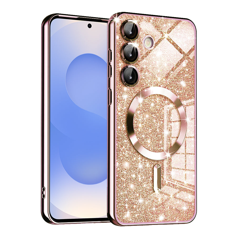 MagSafe-Hülle für Samsung Galaxy S25 S931, Techsuit, Luxury Glitter, Roségold