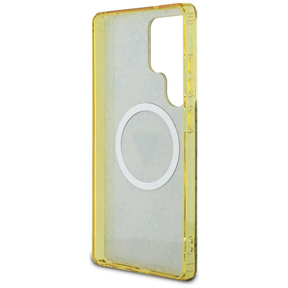 MagSafe Hülle für Samsung Galaxy S25 Ultra S938, Guess, IML Glitter 4G Circle Triangle, Braun