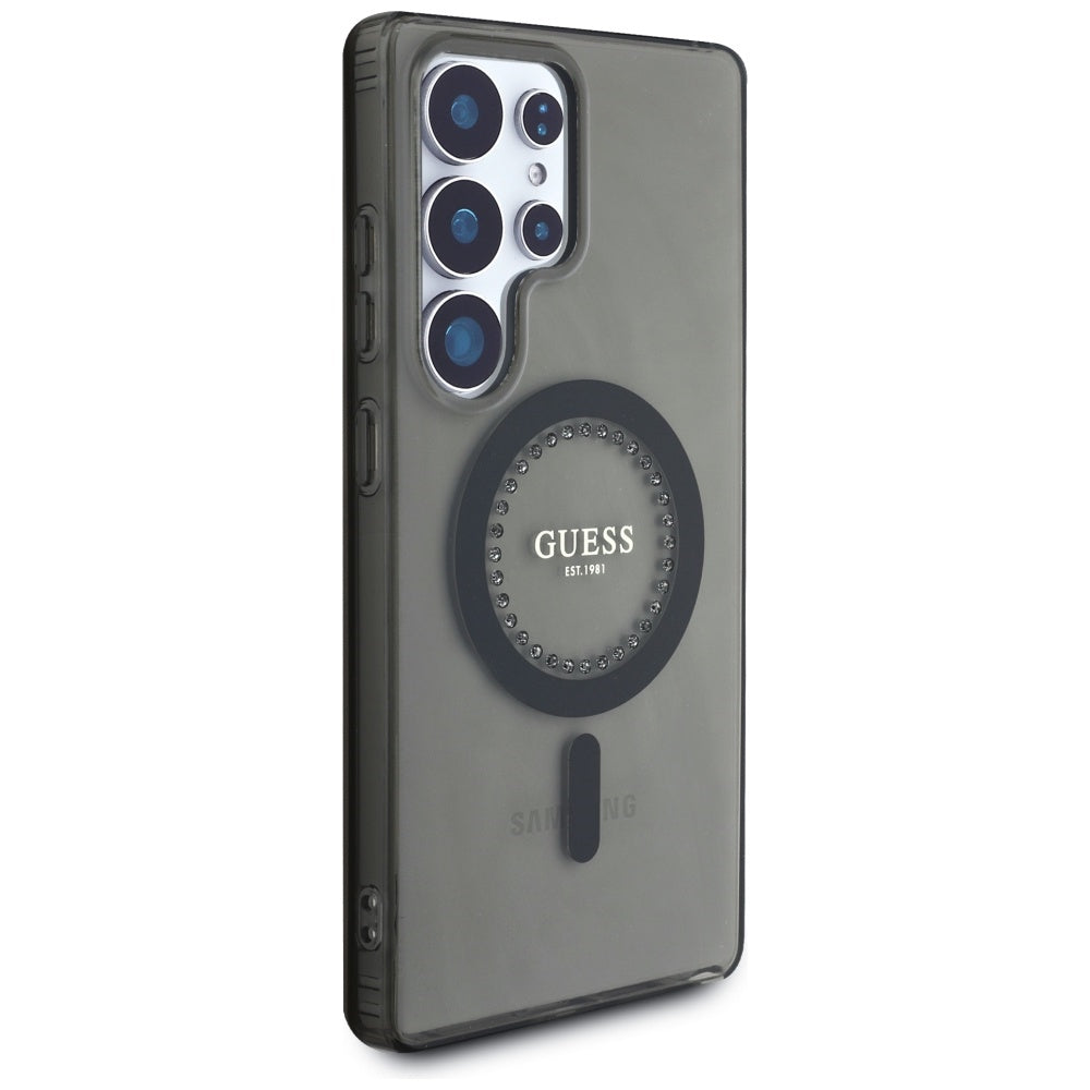 MagSafe Hülle für Samsung Galaxy S25 Ultra S938, Guess, IML Rhinestone, Schwarz
