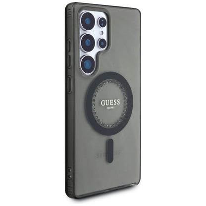 MagSafe Hülle für Samsung Galaxy S25 Ultra S938, Guess, IML Rhinestone, Schwarz