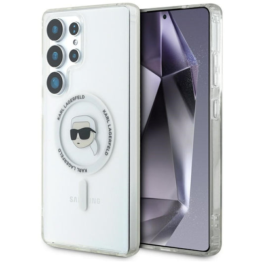 MagSafe Hülle für Samsung Galaxy S25 Ultra S938, Karl Lagerfeld, IML Karl's Head, Weiß