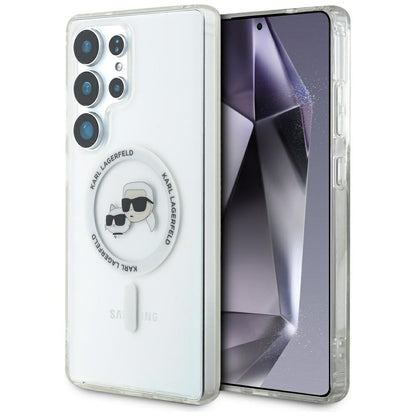 MagSafe Hülle für Samsung Galaxy S25 Ultra S938, Karl Lagerfeld, IML Metal Karl & Choupette's Heads, Weiß