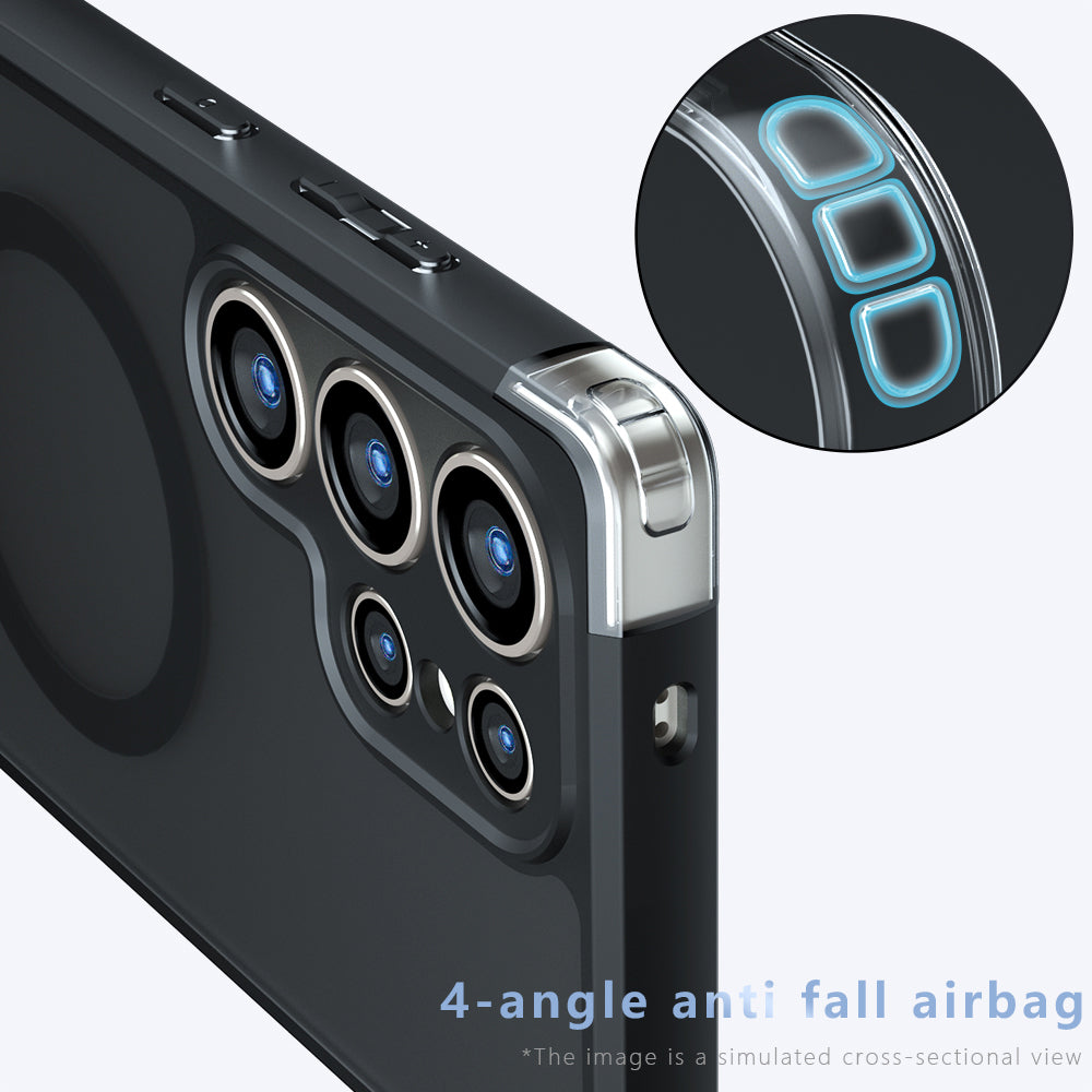 MagSafe-Hülle für Samsung Galaxy S25 Ultra S938, Techsuit, PureFrost, Satin Schwarz
