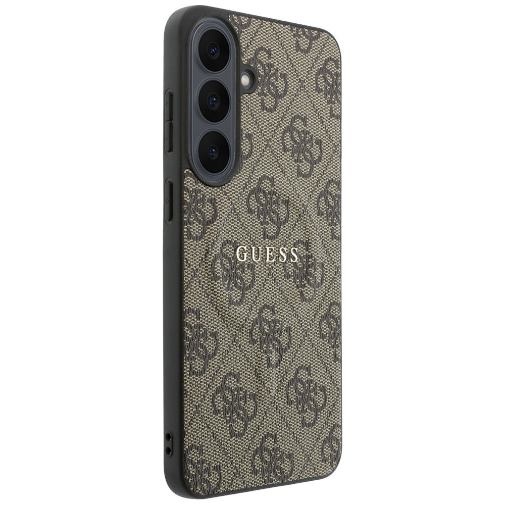 MagSafe-Hülle für Samsung Galaxy S26 FE S741, Guess, 4G Embossed Ring Classic Logo, Braun
