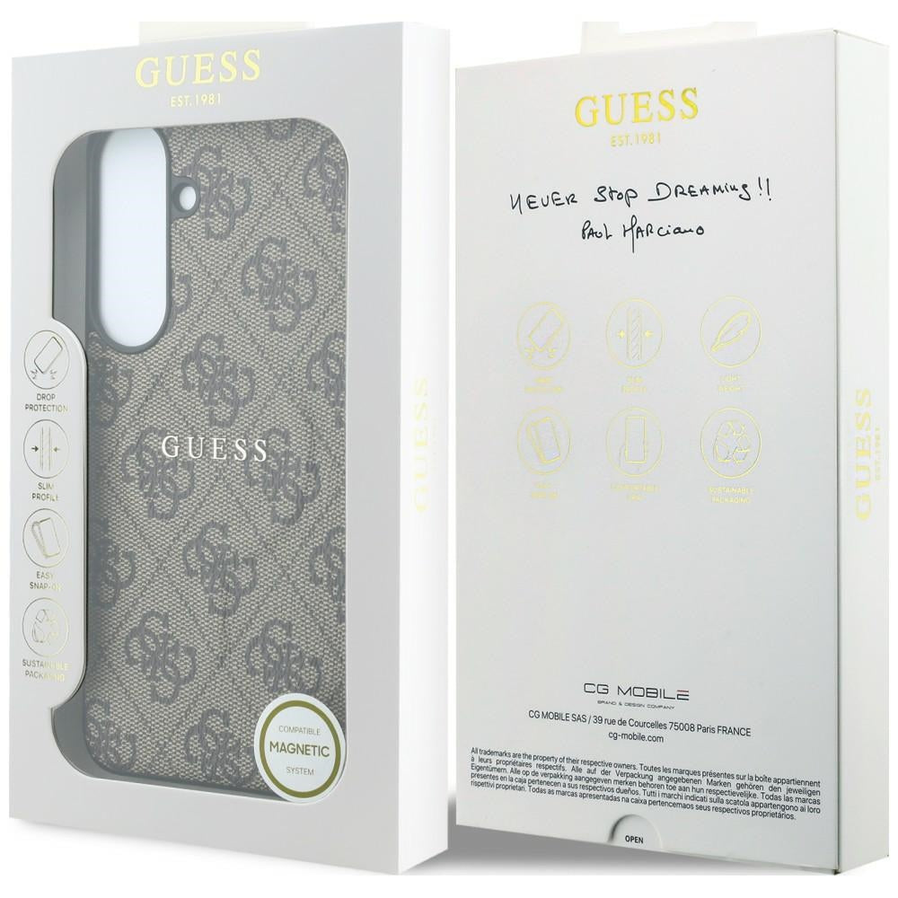MagSafe-Hülle für Samsung Galaxy S26 FE S741, Guess, 4G Embossed Ring Classic Logo, Braun