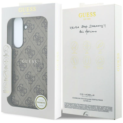 MagSafe-Hülle für Samsung Galaxy S26 FE S741, Guess, 4G Embossed Ring Classic Logo, Braun