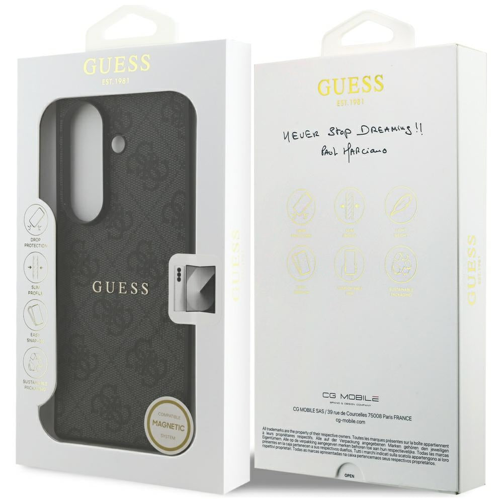 MagSafe-Hülle für Samsung Galaxy S26 FE S741, Guess, 4G Embossed Ring Classic Logo, Schwarz