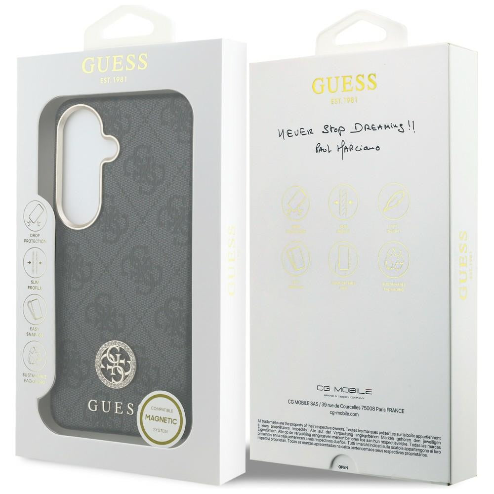 MagSafe-Hülle für Samsung Galaxy S26 Plus S947, Guess, 4G Rhinestone Rundes Logo, Schwarz