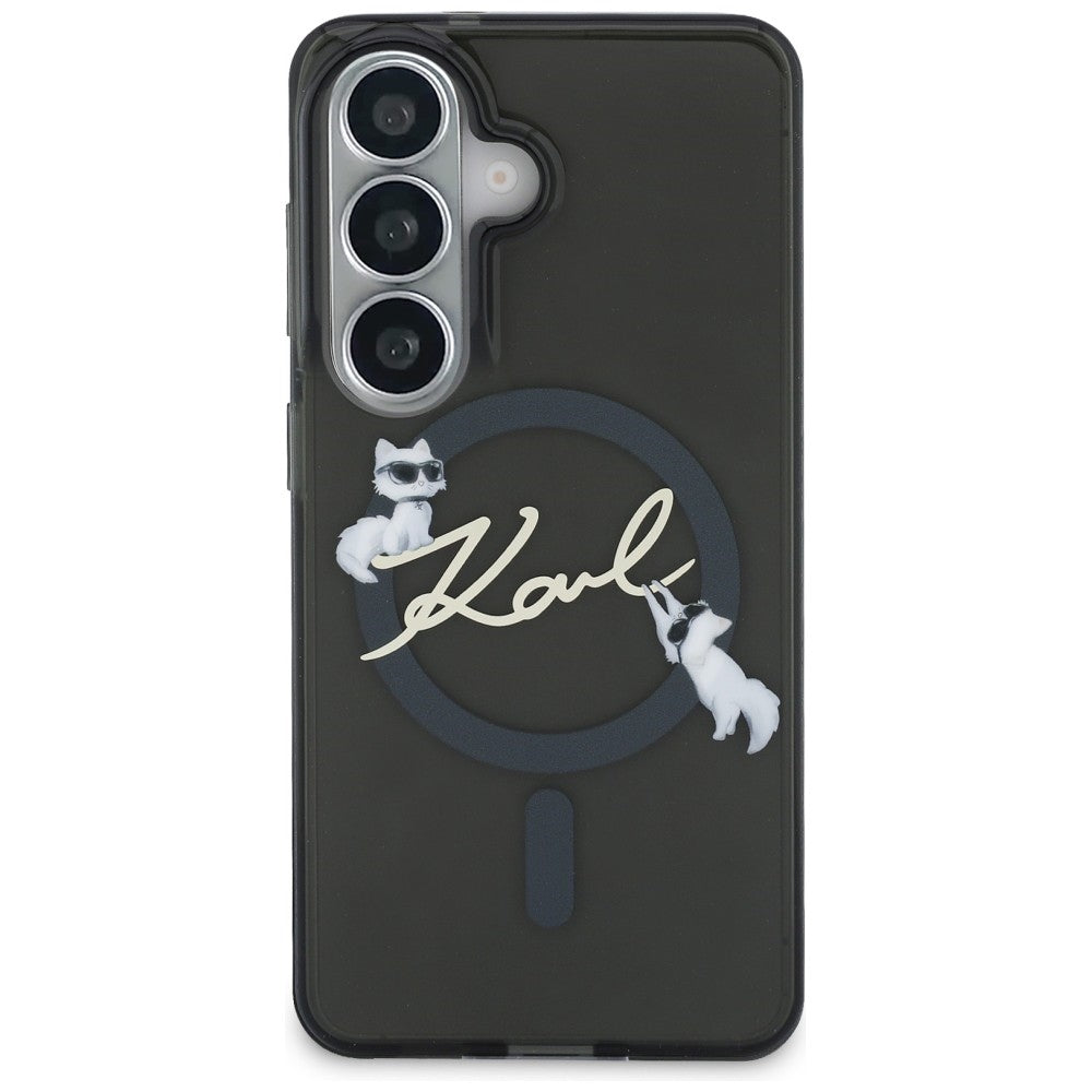 MagSafe-Hülle für Samsung Galaxy S26 Plus S947, Karl Lagerfeld, IML Choupette Karl Script Logo, Schwarz