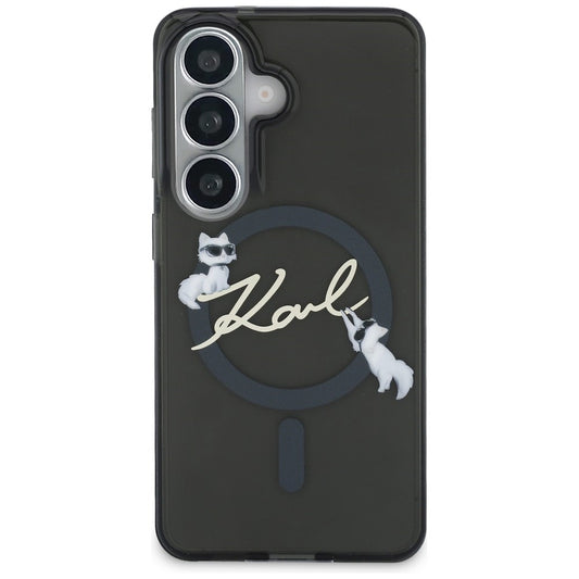 MagSafe-Hülle für Samsung Galaxy S26 Plus S947, Karl Lagerfeld, IML Choupette Karl Script Logo, Schwarz