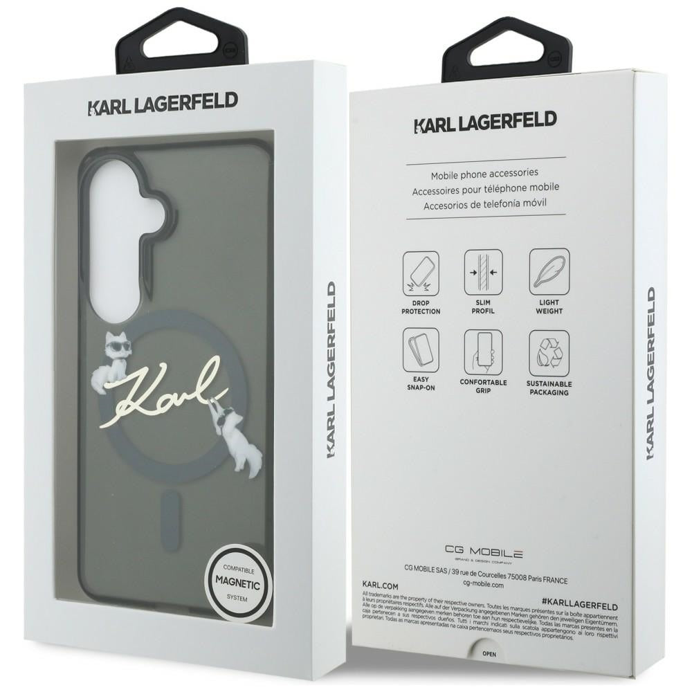 MagSafe-Hülle für Samsung Galaxy S26 Plus S947, Karl Lagerfeld, IML Choupette Karl Script Logo, Schwarz