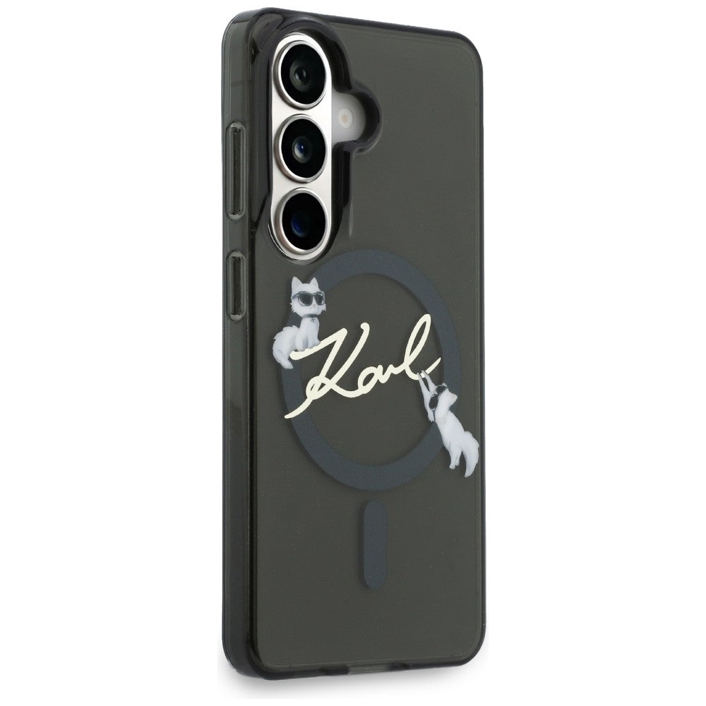 MagSafe-Hülle für Samsung Galaxy S26 Plus S947, Karl Lagerfeld, IML Choupette Karl Script Logo, Schwarz