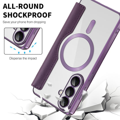 MagSafe Case for Samsung Galaxy S26 Plus, Techsuit, SmartMag Book, Purple