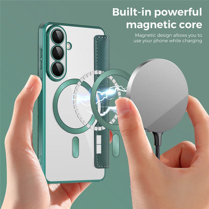 MagSafe Hülle für Samsung Galaxy S26 Plus, Techsuit, SmartMag Book, Grün