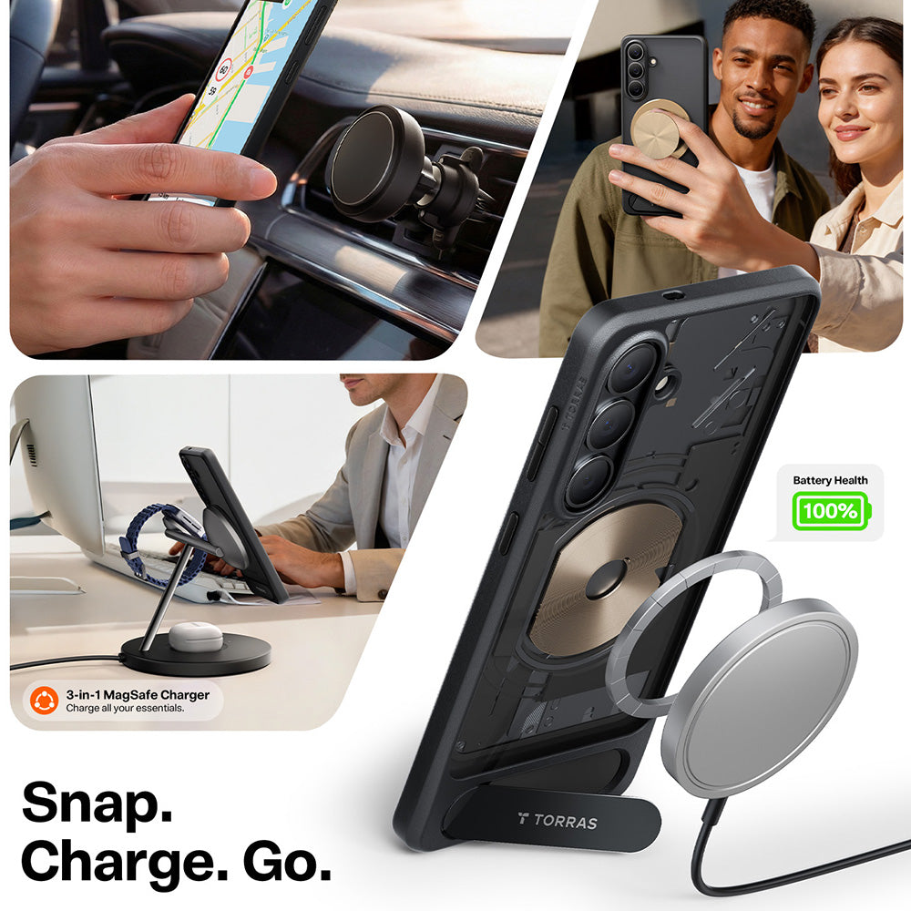 MagSafe Hülle für Samsung Galaxy S26 Plus S947, Torras, Pstand, Schwarz