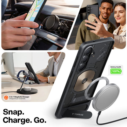 MagSafe Hülle für Samsung Galaxy S26 Plus S947, Torras, Pstand, Schwarz