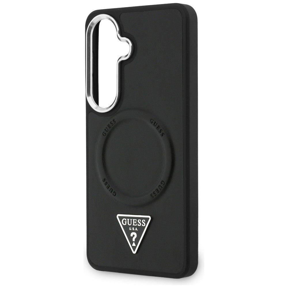 MagSafe Case for Samsung Galaxy S26 S942, Guess, Embossed Ring Triangle Logo, Black