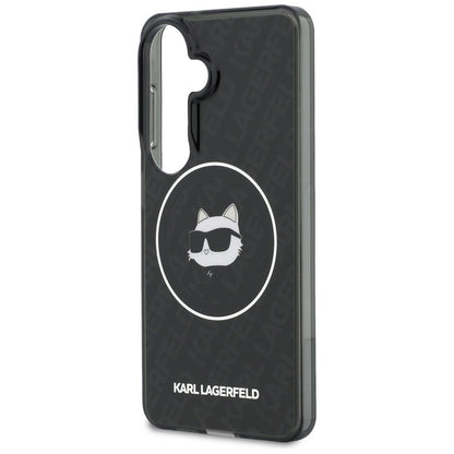 MagSafe Hülle für Samsung Galaxy S26 S942, Karl Lagerfeld, IML Choupette Head on KL Repeated Logo, Schwarz