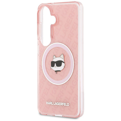 MagSafe Hülle für Samsung Galaxy S26 S942, Karl Lagerfeld, IML Choupette Head on KL Repeated Logo, Rosa