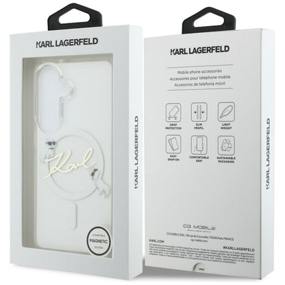 MagSafe Case for Samsung Galaxy S26 S942, Karl Lagerfeld, IML Choupette Karl Script Logo, White