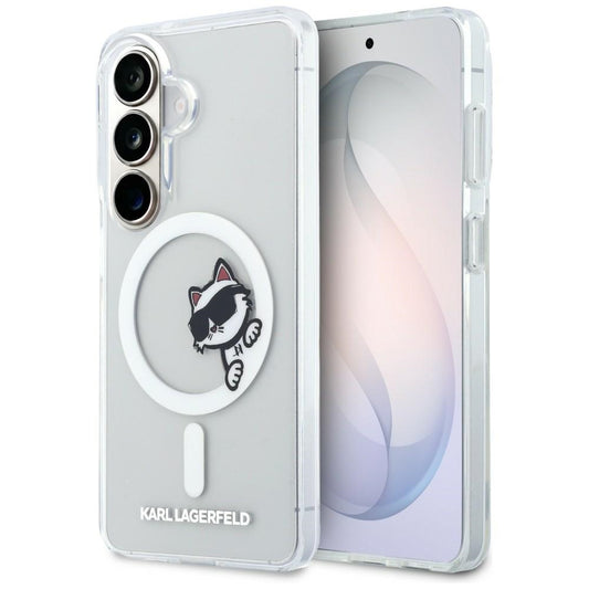 MagSafe-Hülle für Samsung Galaxy S26 S942, Karl Lagerfeld, IML Choupette Peekaboo Logo, Weiß