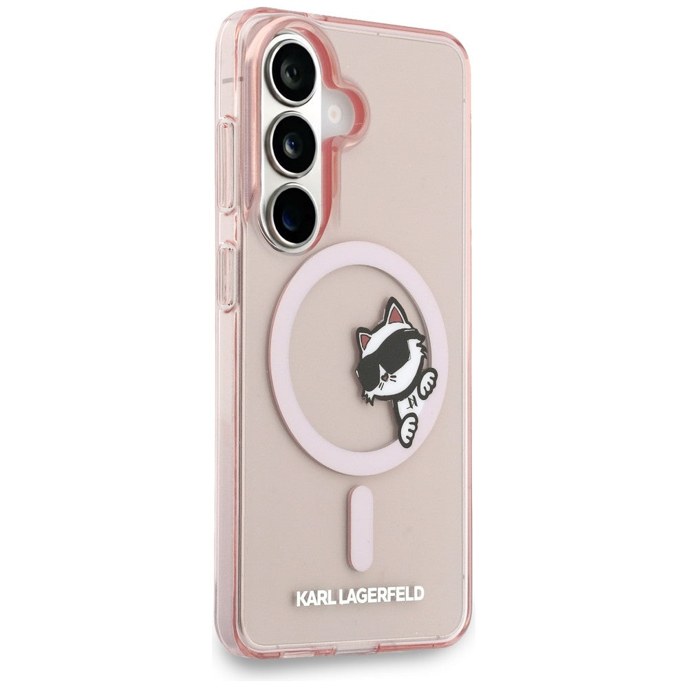 MagSafe Hülle für Samsung Galaxy S26 S942, Karl Lagerfeld, IML Choupette Peekaboo Logo, Rosa