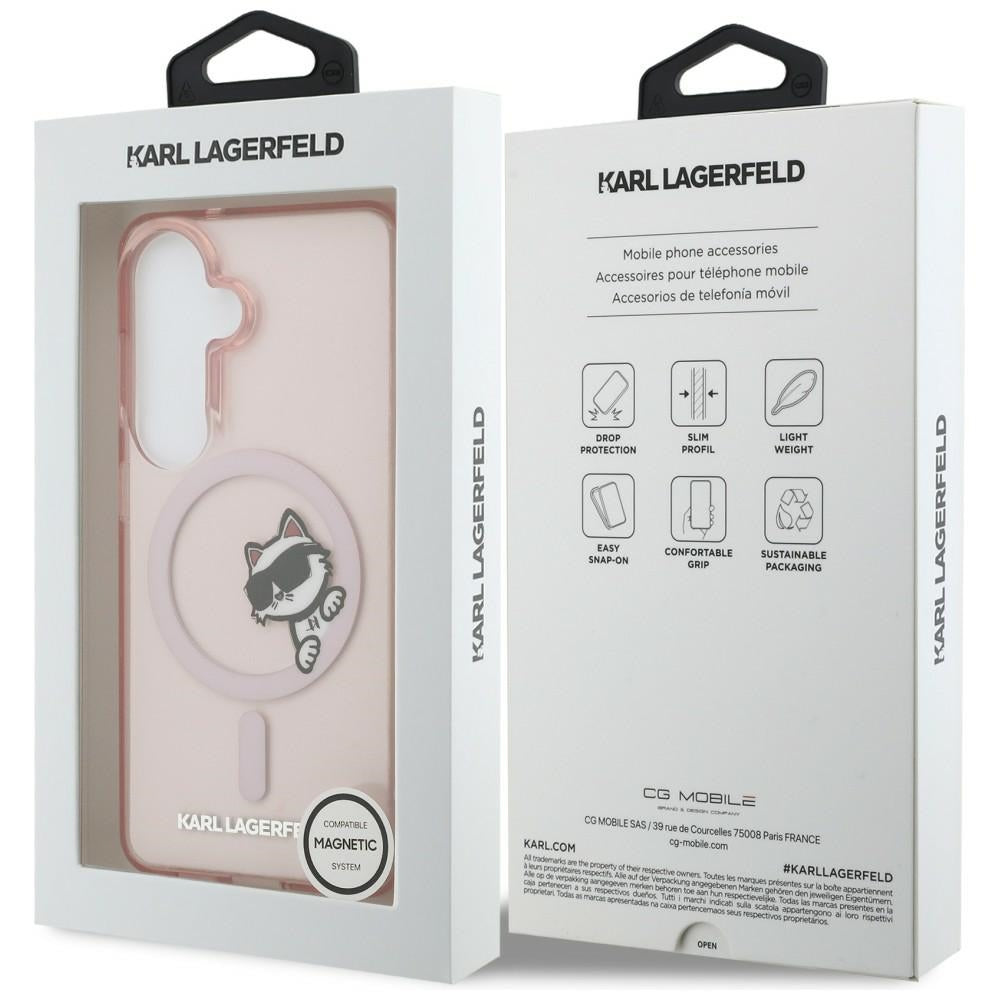 MagSafe Hülle für Samsung Galaxy S26 S942, Karl Lagerfeld, IML Choupette Peekaboo Logo, Rosa