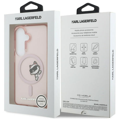 MagSafe Hülle für Samsung Galaxy S26 S942, Karl Lagerfeld, IML Choupette Peekaboo Logo, Rosa