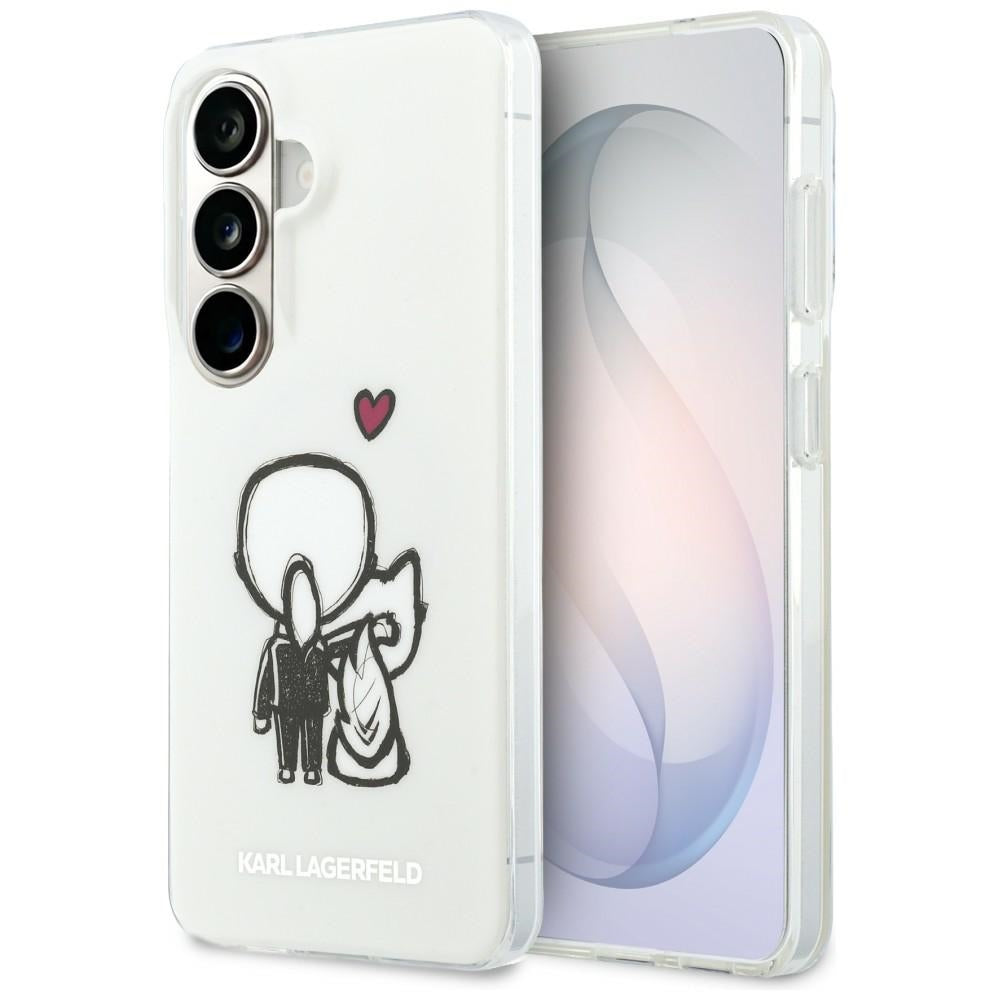 MagSafe Case for Samsung Galaxy S26 S942, Karl Lagerfeld, IML Karl & Choupette Back Logo, White