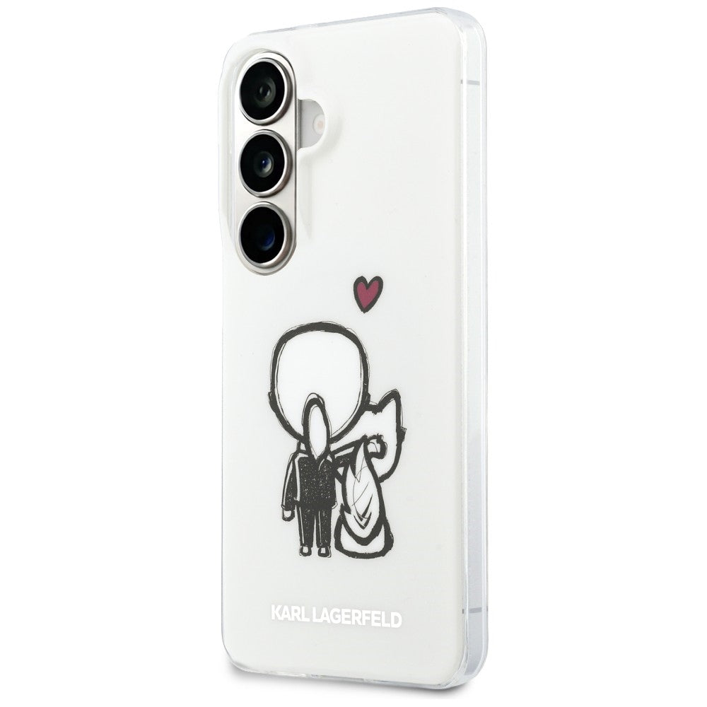 MagSafe Case for Samsung Galaxy S26 S942, Karl Lagerfeld, IML Karl & Choupette Back Logo, White