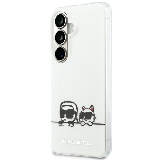 MagSafe Hülle für Samsung Galaxy S26 S942, Karl Lagerfeld, IML Karl & Choupette Peekaboo Logo, Weiß