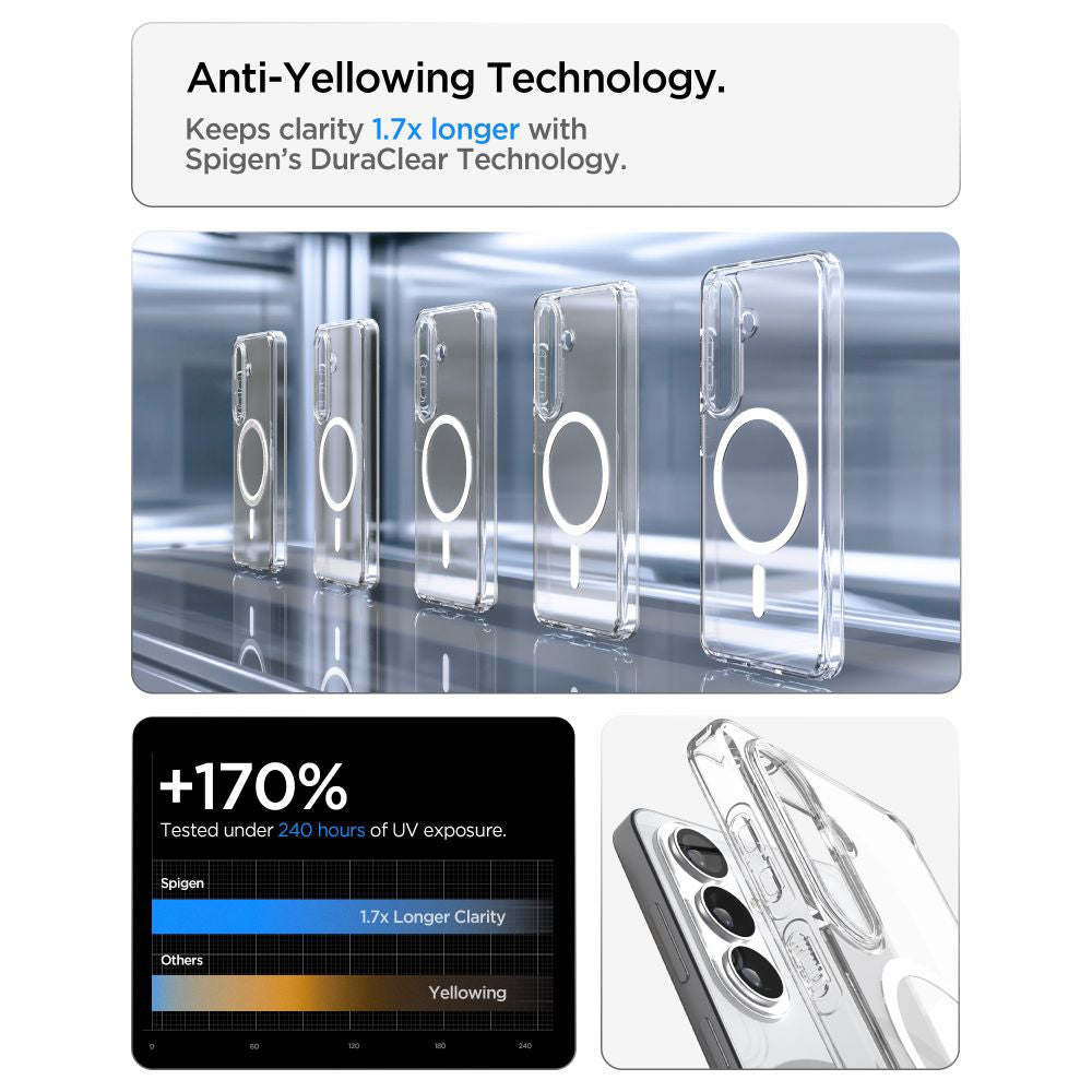 MagSafe Hülle für Samsung Galaxy S26 S942, Spigen, Ultra Hybrid, Transparent Weiß ACS10734