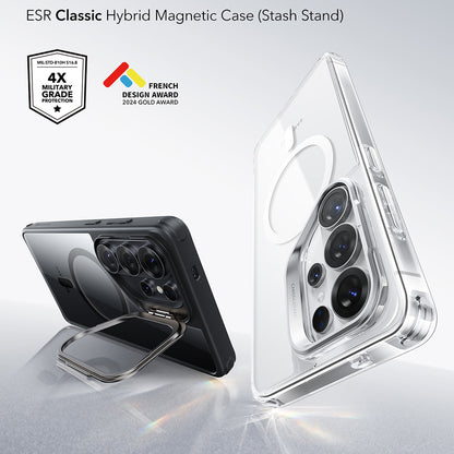 MagSafe Hülle für Samsung Galaxy S26 Ultra, ESR, Classic Hybrid Kickstand, Schwarz Transparent