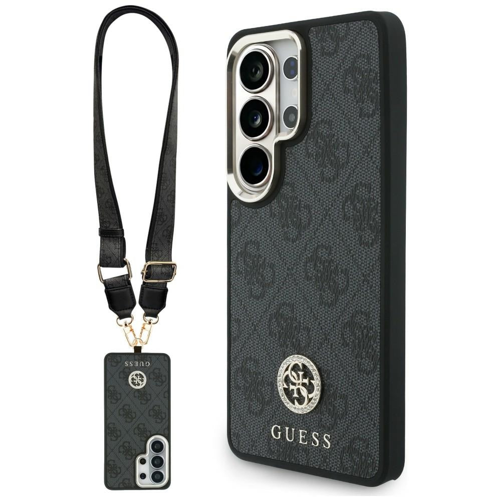 MagSafe Case for Samsung Galaxy S26 Ultra S948, GUESS, 4G Big Rhinestone Triangle Strap, Black
