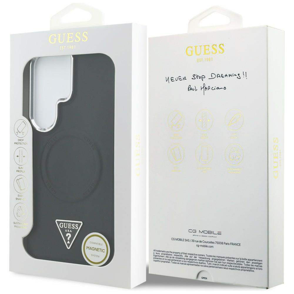 MagSafe Hülle für Samsung Galaxy S26 Ultra S948, Guess, geprägtes Ringdreieck-Logo, Schwarz