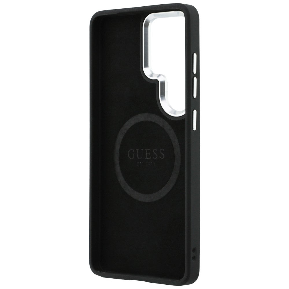 MagSafe Hülle für Samsung Galaxy S26 Ultra S948, Guess, geprägtes Ringdreieck-Logo, Schwarz