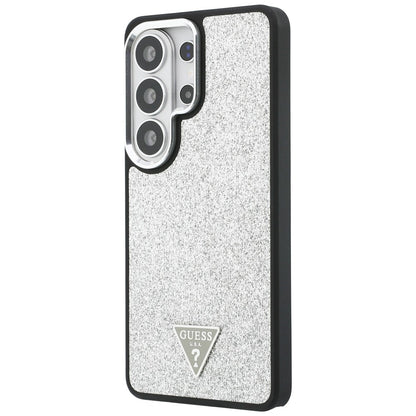 MagSafe-Hülle für Samsung Galaxy S26 Ultra S948, Guess, festes Glitzer-Dreieck-Logo, Silber