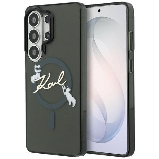 MagSafe Hülle für Samsung Galaxy S26 Ultra S948, Karl Lagerfeld, IML Choupette Karl Script Logo, Schwarz