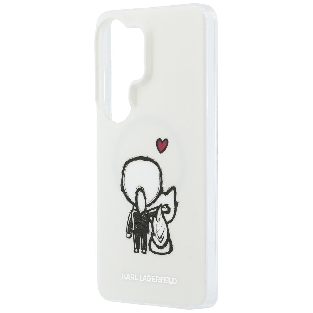 MagSafe Case for Samsung Galaxy S26 Ultra S948, Karl Lagerfeld, IML Karl & Choupette Back Logo, White